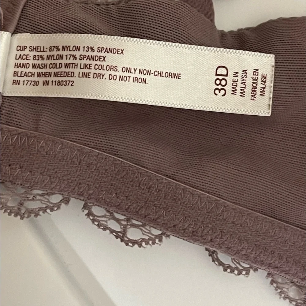 Gillian O Malley sz 38D floral bra in burgundy and gray
